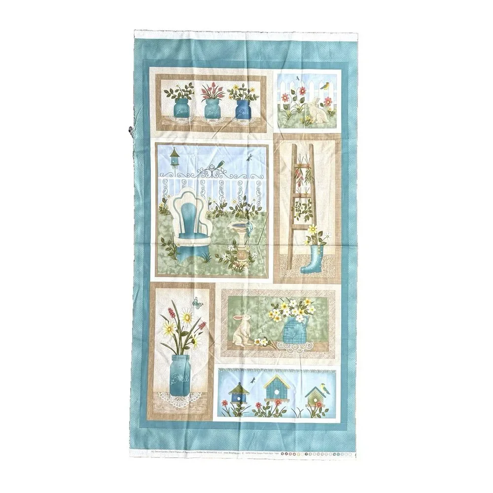 Quilt Panel My Secret Garden Cheryl Haynes Cotton Benartex Bird Houses 7680